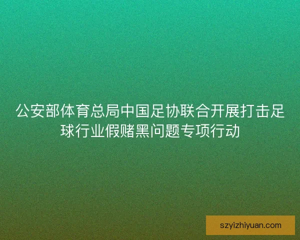 公安部体育总局中国足协联合开展打击足球行业假赌黑问题专项行动