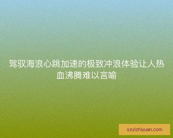 驾驭海浪心跳加速的极致冲浪体验让人热血沸腾难以言喻