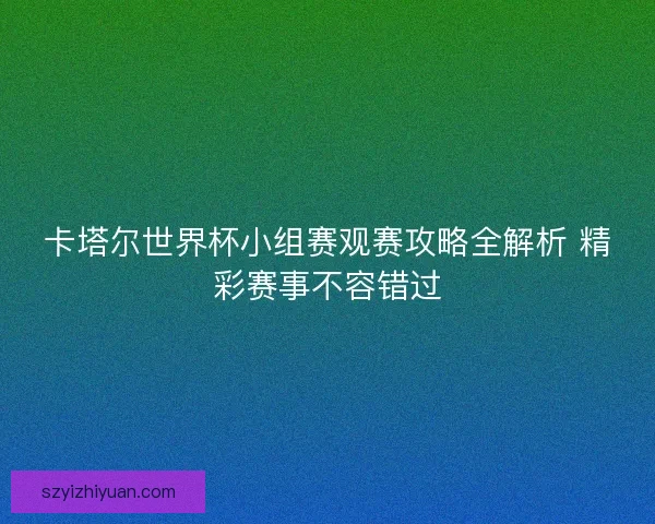 卡塔尔世界杯小组赛观赛攻略全解析 精彩赛事不容错过 卡塔尔世界杯小组赛观赛攻略全解析 精彩赛事不容错过